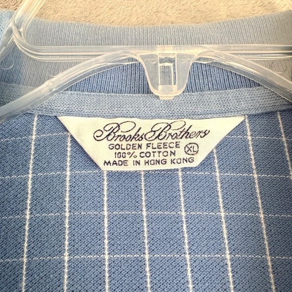 Brooks Brothers Golden Fleece Mens XL Blue Gingham Polo Shirt Golf Casual VTG - Picture 5 of 10